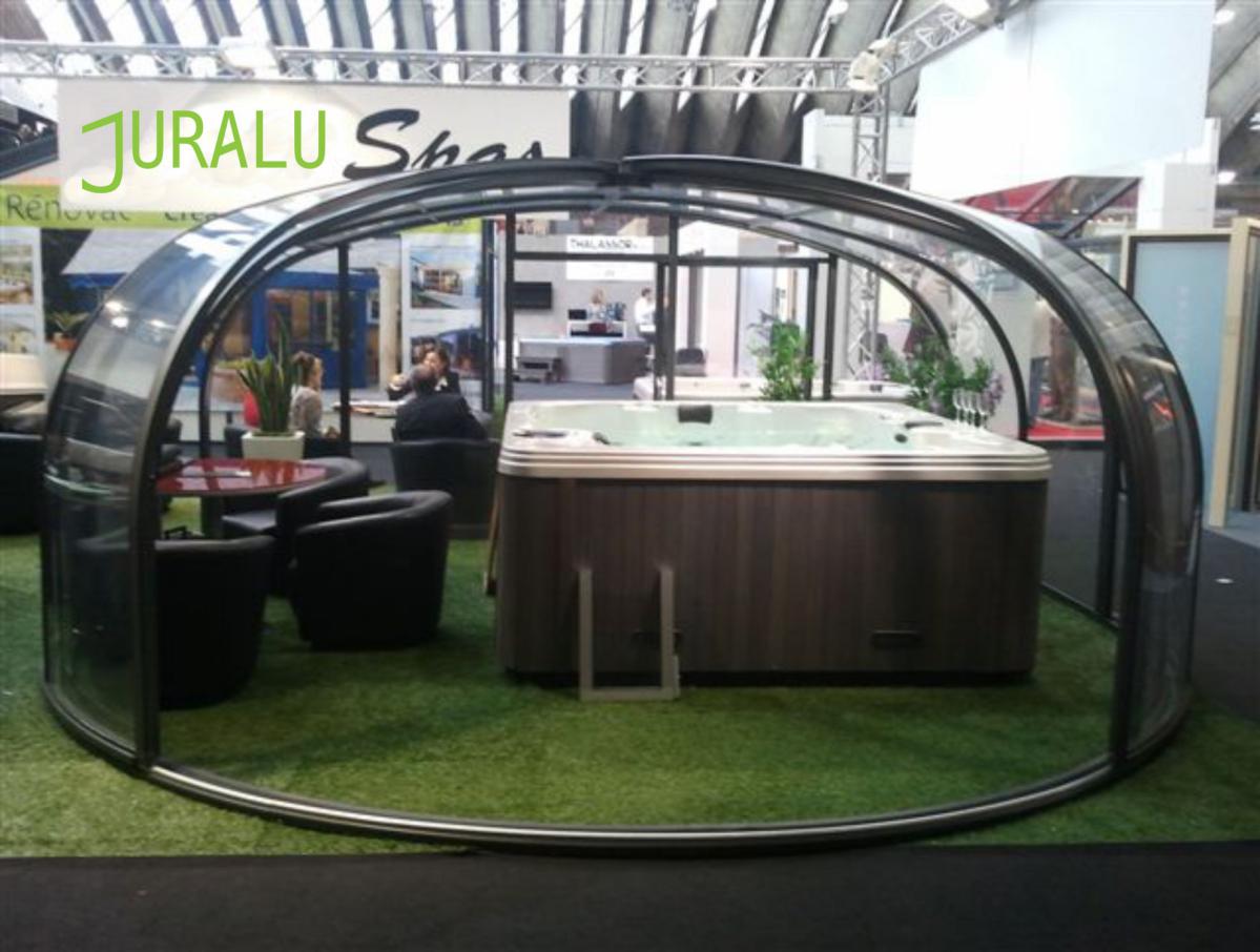 Abri de spa avec demie rotonde coulissante I abri de spa indépendant pour spa extérieur I Modèle Sublim JURALU

