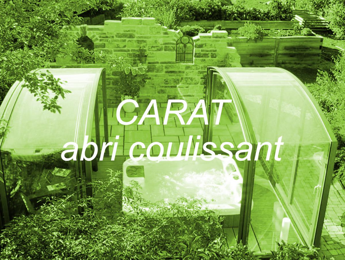 Abri de spa rectangulaire coulissant I abri de spa à pans droits et toirture transparente mobile I Modèle Carat JURALU
