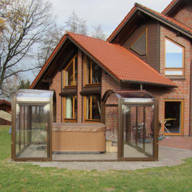 Abri de spa extérieur coulissant I Abri rectangulaire haut mobile I Modèle Carat Juralu
